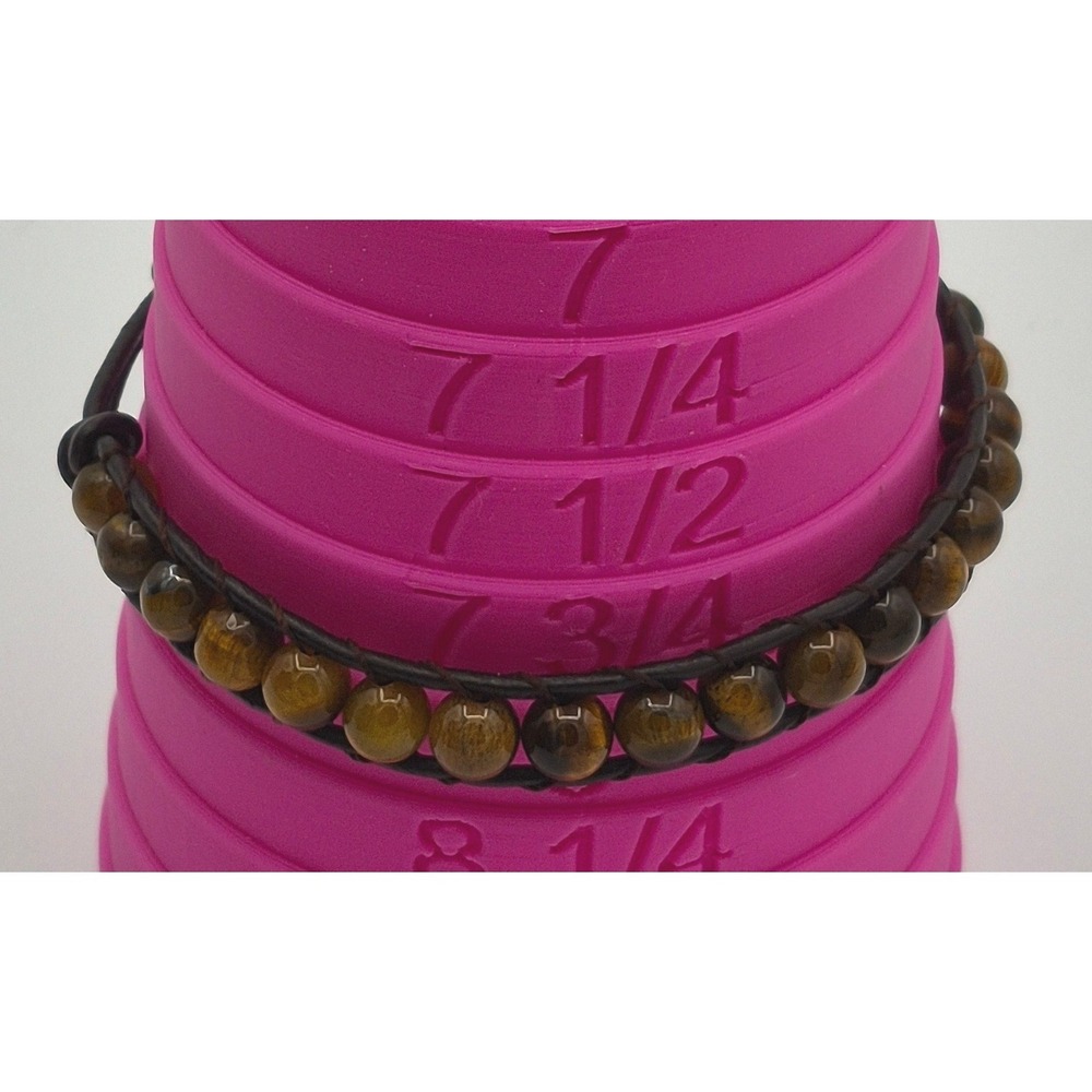Tigers Eye Bead Leather Wrap Bracelet Brown Earthy Boho Natural Stone